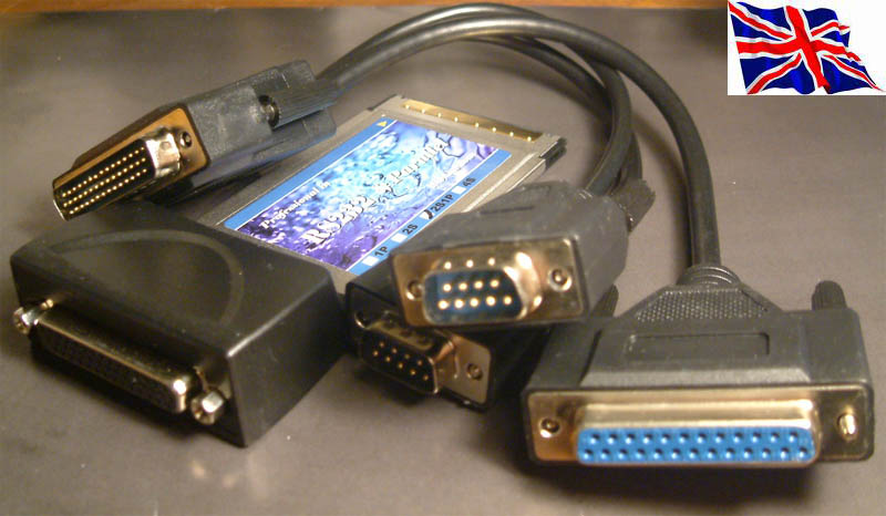 PCMCIA RS232  2 port Serial 1 Parallel Port Cardbus  16C950