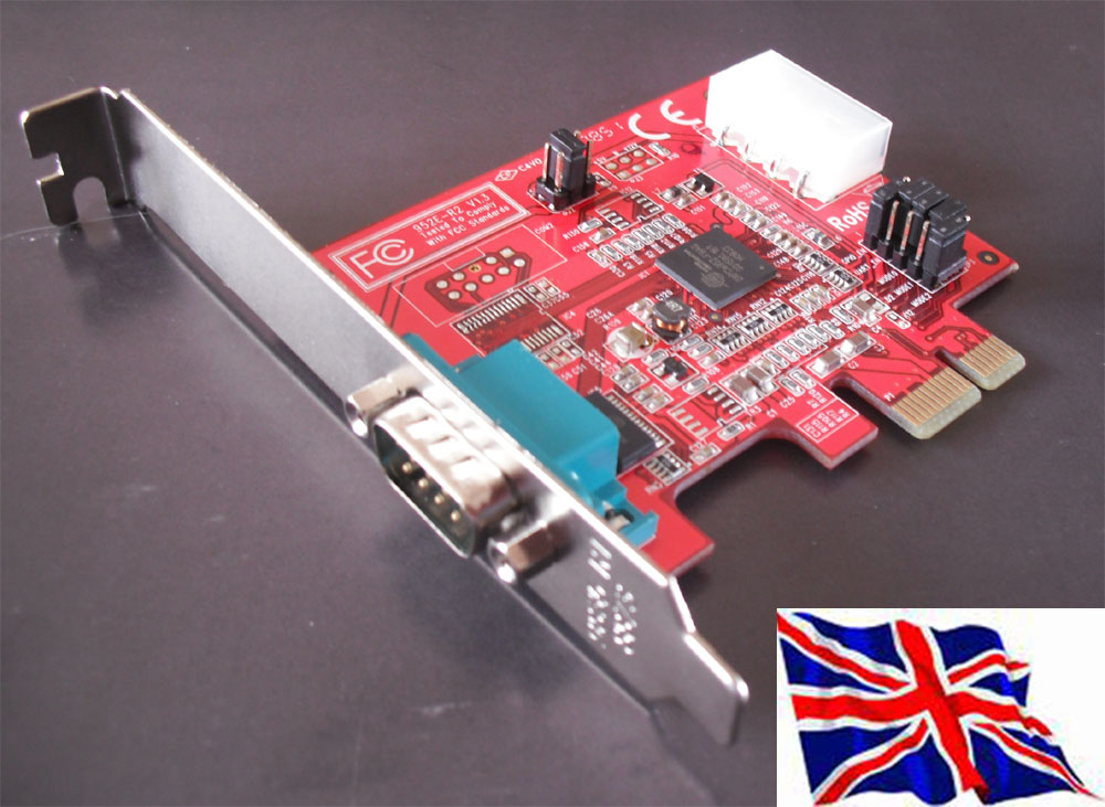 PCI Express PCIe RS232 1 port Serial 16C950 with DC Power Input