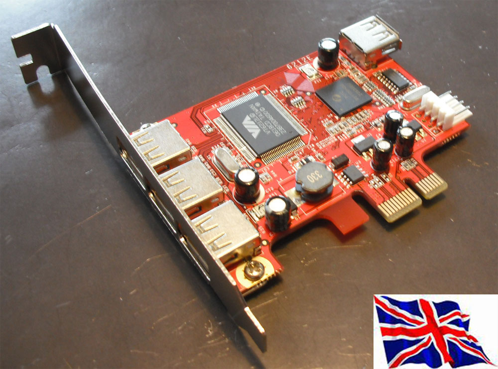 PCI Express PCIe USB 4 Port (3+1) card Adapter
