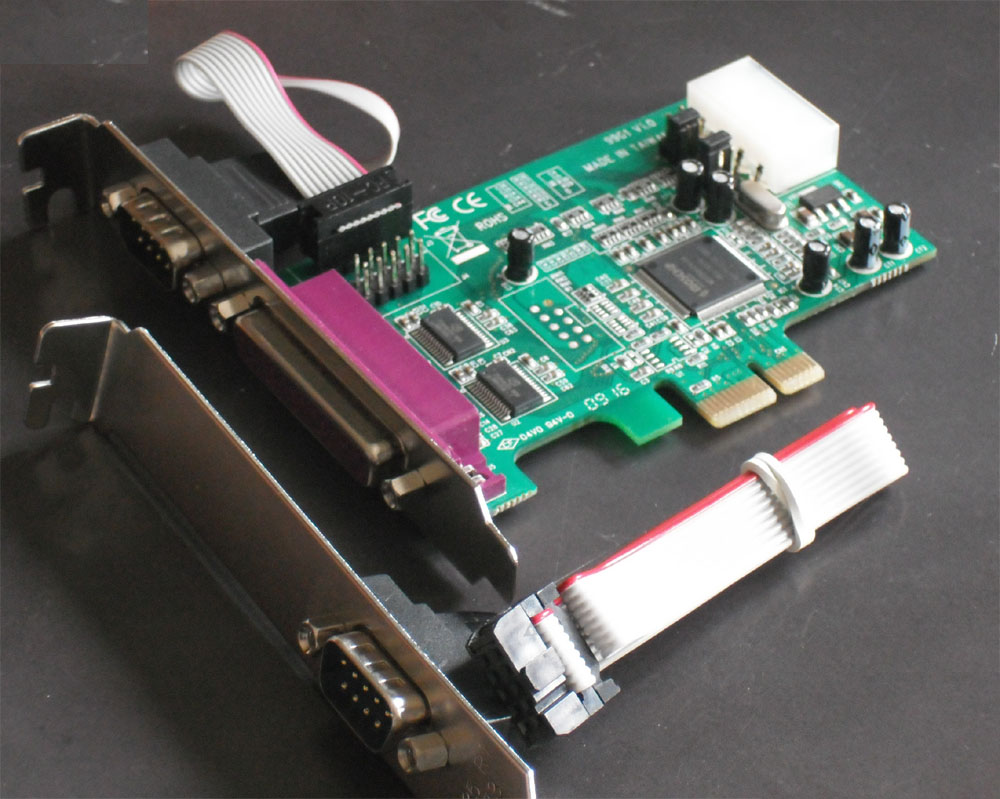 PCI Express PCIe RS232 2 Serial (16C550) + 1 Parallel with DC Power Input (Mosch