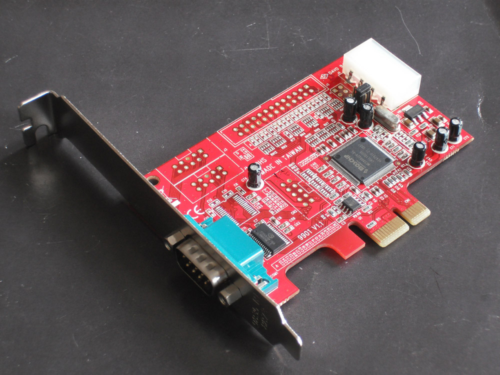 PCI Express PCIe RS232  1 port Serial 16C550 with DC Power Input (Moschip 9922)