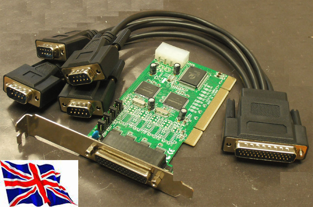 PCI RS232 x 4 port Serial 9Pin 16C1050 with DC power