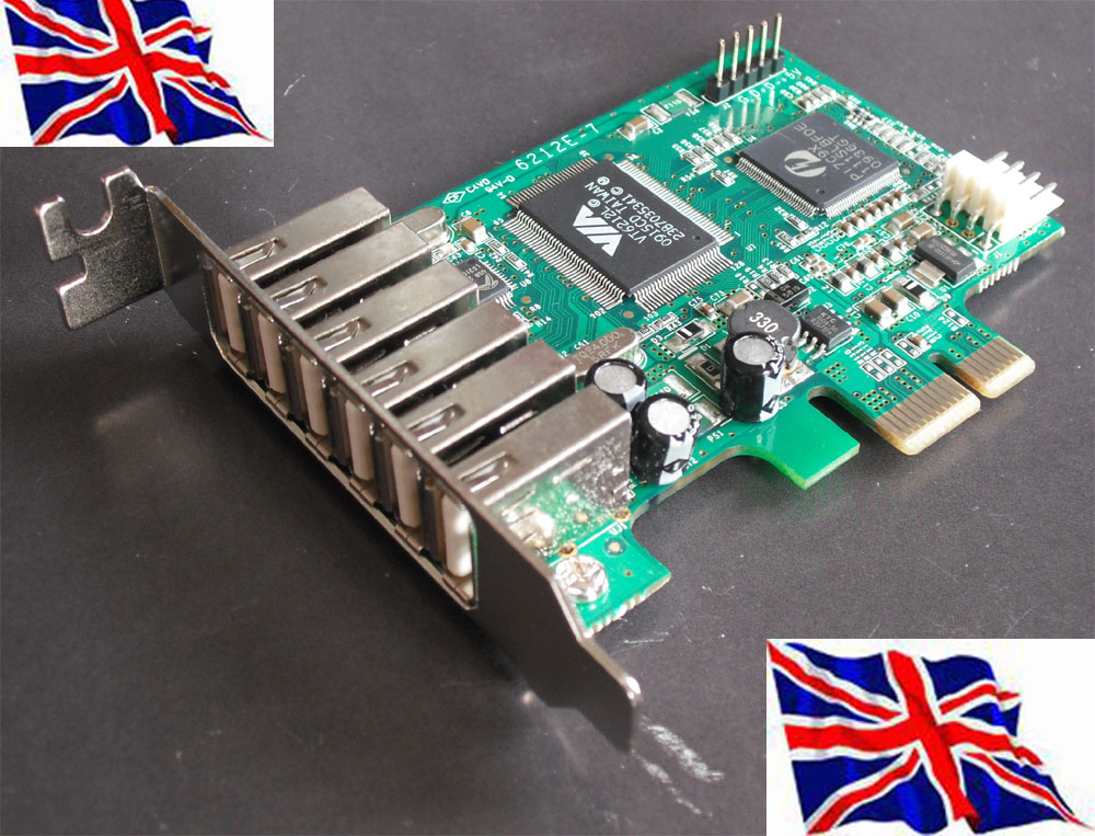 PCI Express  USB 7 Port (6+1) card  Low Profile